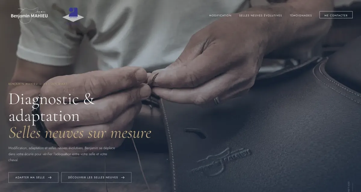Site web Benjamin Mahieu - artisan sellier maroquinier
