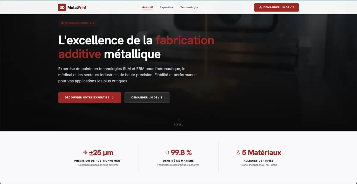 Site web 3D-MetalPrint - impression 3D métal industrie