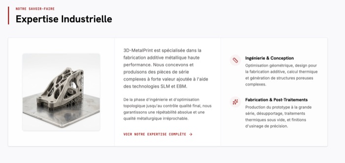 Détail du site 3D-MetalPrint