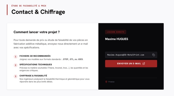 Détail du site 3D-MetalPrint